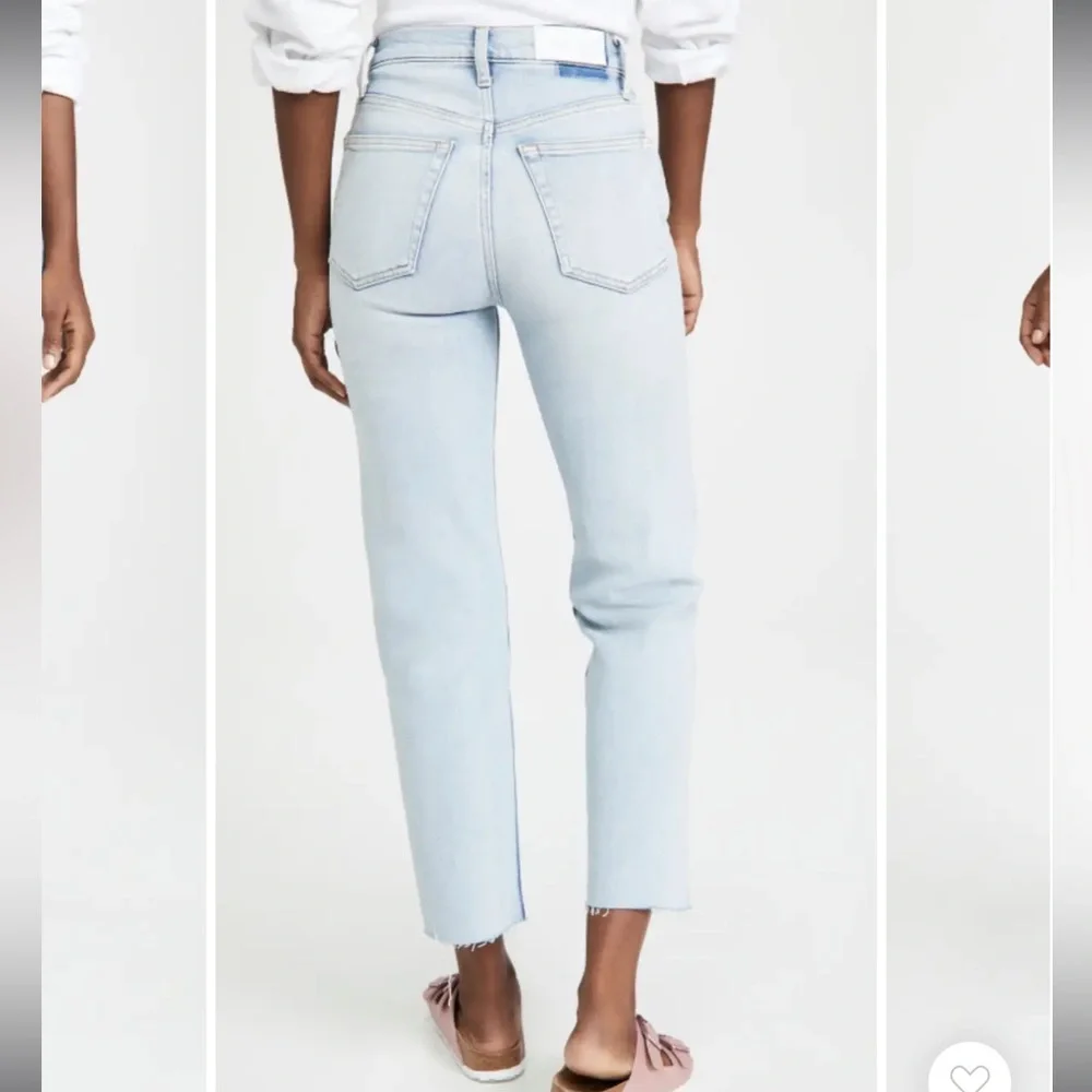 RE/DONE 70’s High Rise Stove Pipe Jeans Crops Raw Edge in Light 14 - Picture 10 of 11